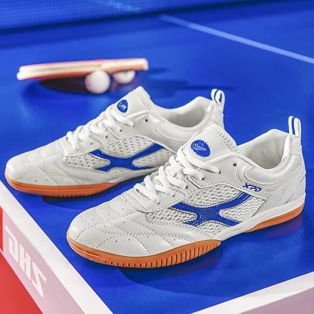Mens Badminton Sneakers, Lace Up Pickleball Volleyball Trainers Lightweight Non-Slip Tennis Squash Court Shoes