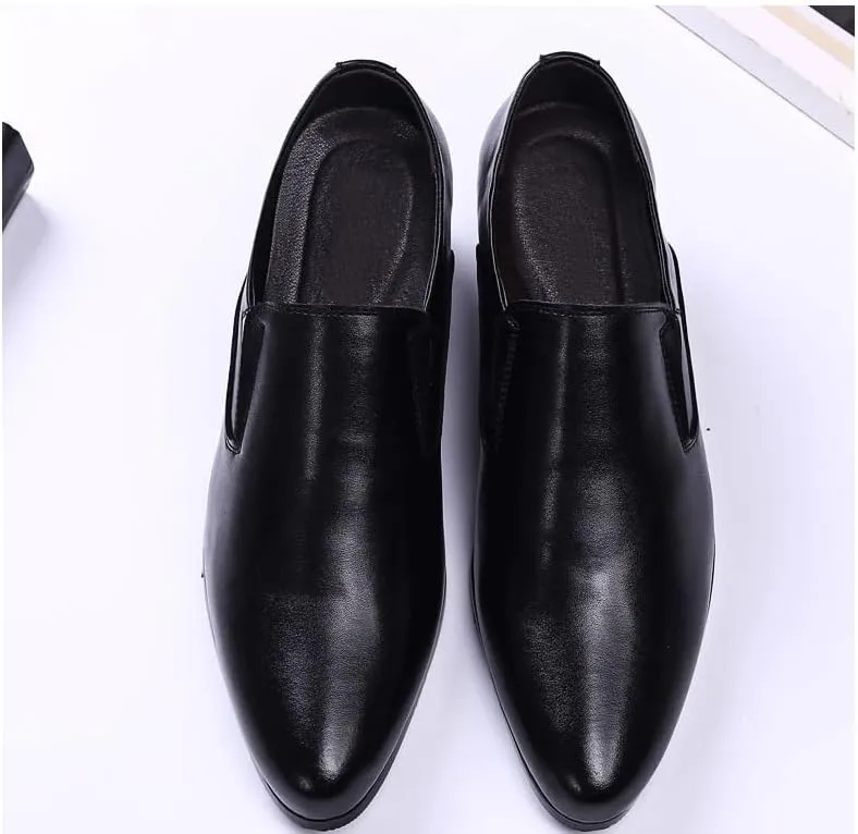 Men's Black Leather Platform Chunky Penny Loafers Breathable Men's Vintage Spike Dress Loafers Slip On Fashion Shoes