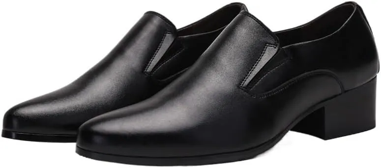 Men's Black Leather Platform Chunky Penny Loafers Breathable Men's Vintage Spike Dress Loafers Slip On Fashion Shoes