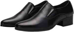 Men's Black Leather Platform Chunky Penny Loafers Breathable Men's Vintage Spike Dress Loafers Slip On Fashion Shoes