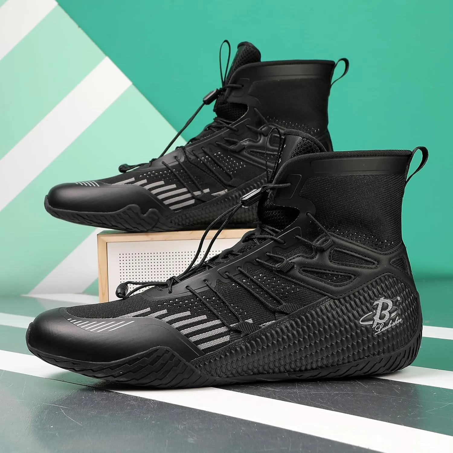 Men's Boxing Shoes Wrestling Shoes High Top Fitness Sneakers Fighting Shoes LS508