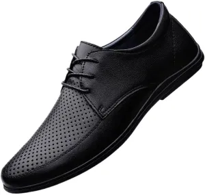 Men's Breathable Leather Oxfords Wingtip Brogue Business Casual Comfortable Lace Up Non-Slip Dress Shoes