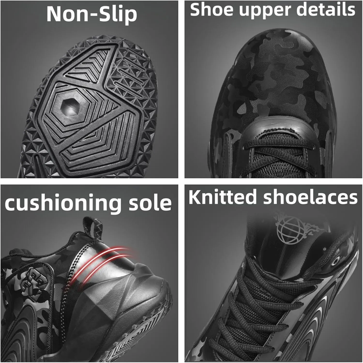 Mens Breathable Mesh High Top Basketball Shoes Fashion Running Tennis Sneakers High Rebound Non-Slip Sport Shoes