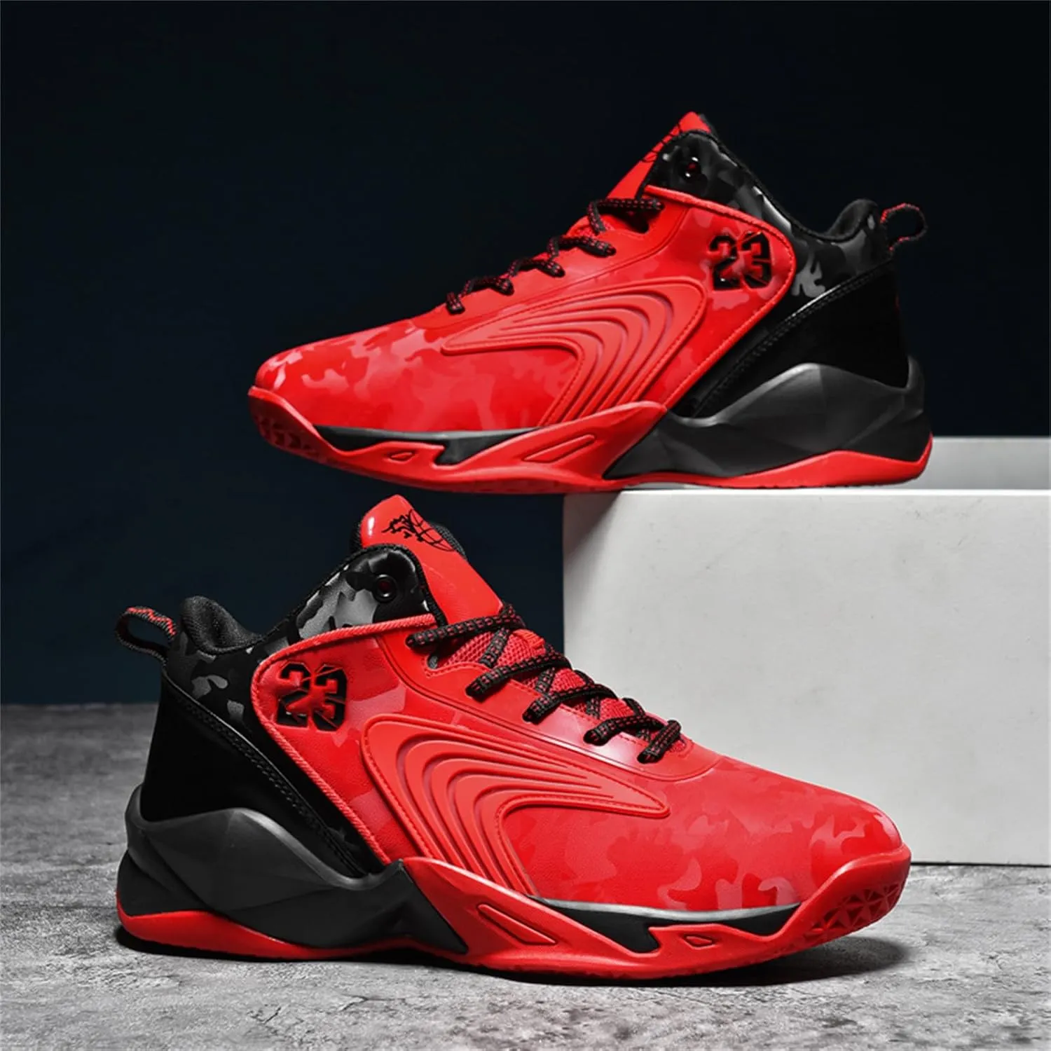 Mens Breathable Mesh High Top Basketball Shoes Fashion Running Tennis Sneakers High Rebound Non-Slip Sport Shoes