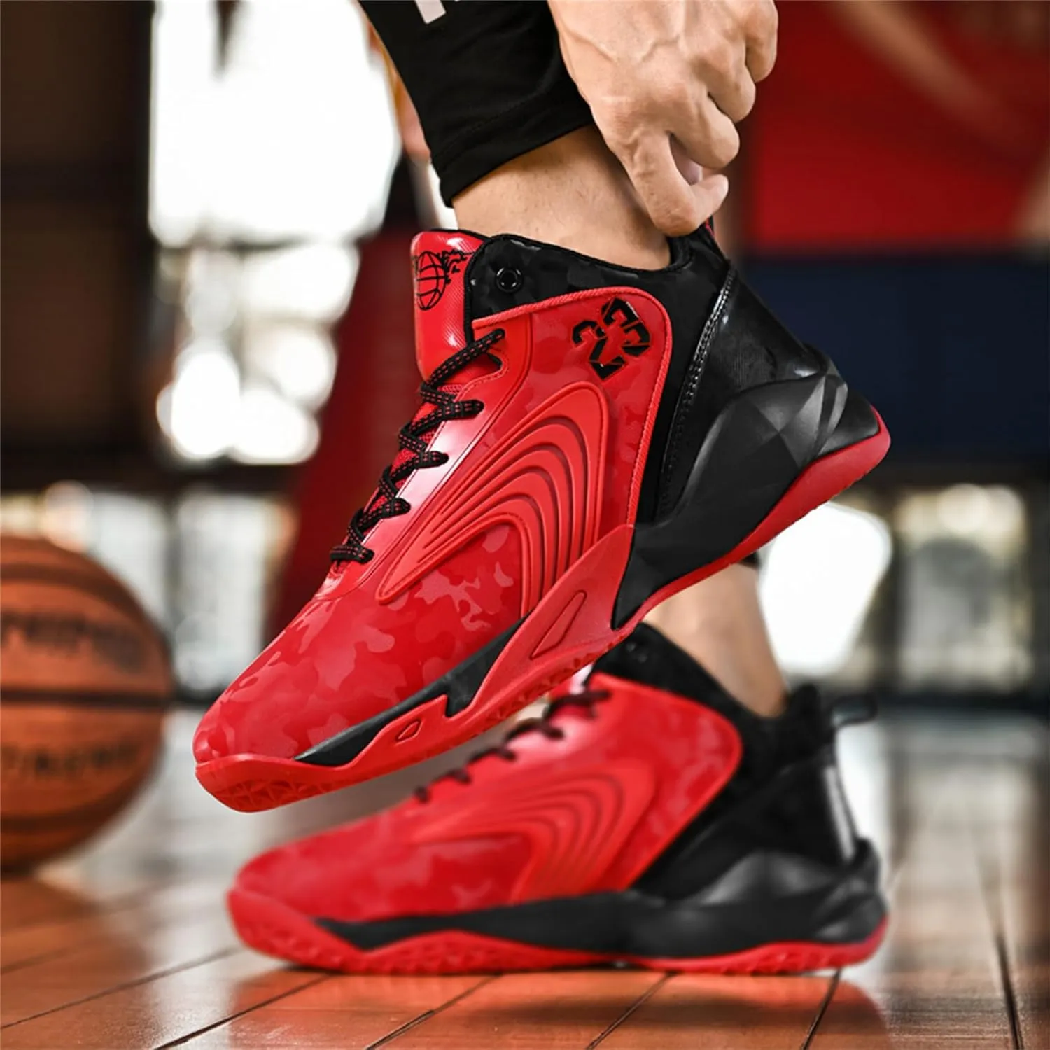 Mens Breathable Mesh High Top Basketball Shoes Fashion Running Tennis Sneakers High Rebound Non-Slip Sport Shoes