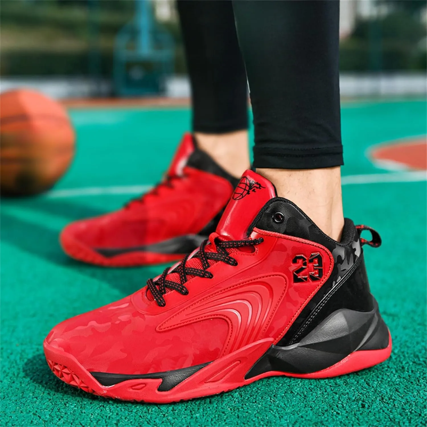 Mens Breathable Mesh High Top Basketball Shoes Fashion Running Tennis Sneakers High Rebound Non-Slip Sport Shoes