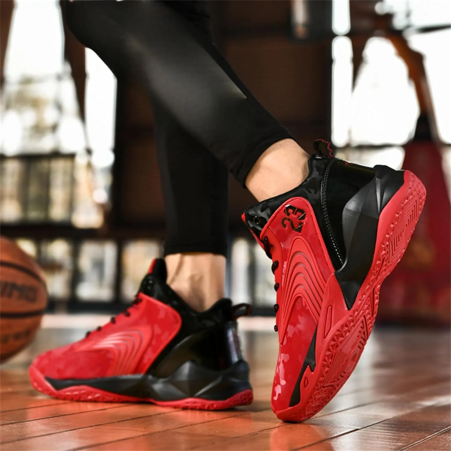 Mens Breathable Mesh High Top Basketball Shoes Fashion Running Tennis Sneakers High Rebound Non-Slip Sport Shoes