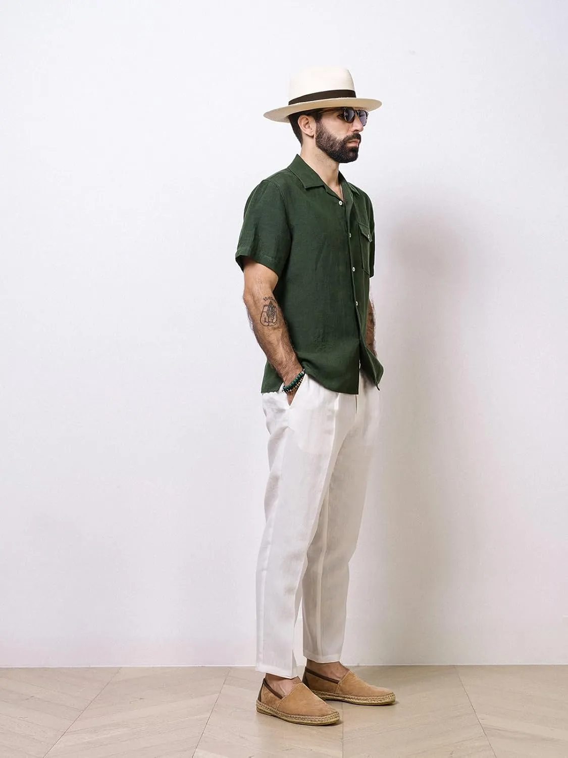 Men's Casual Cotton Linen Pants Summer Drawstring Lounge Lightweight Summer Beach Trousers Elastic Waist