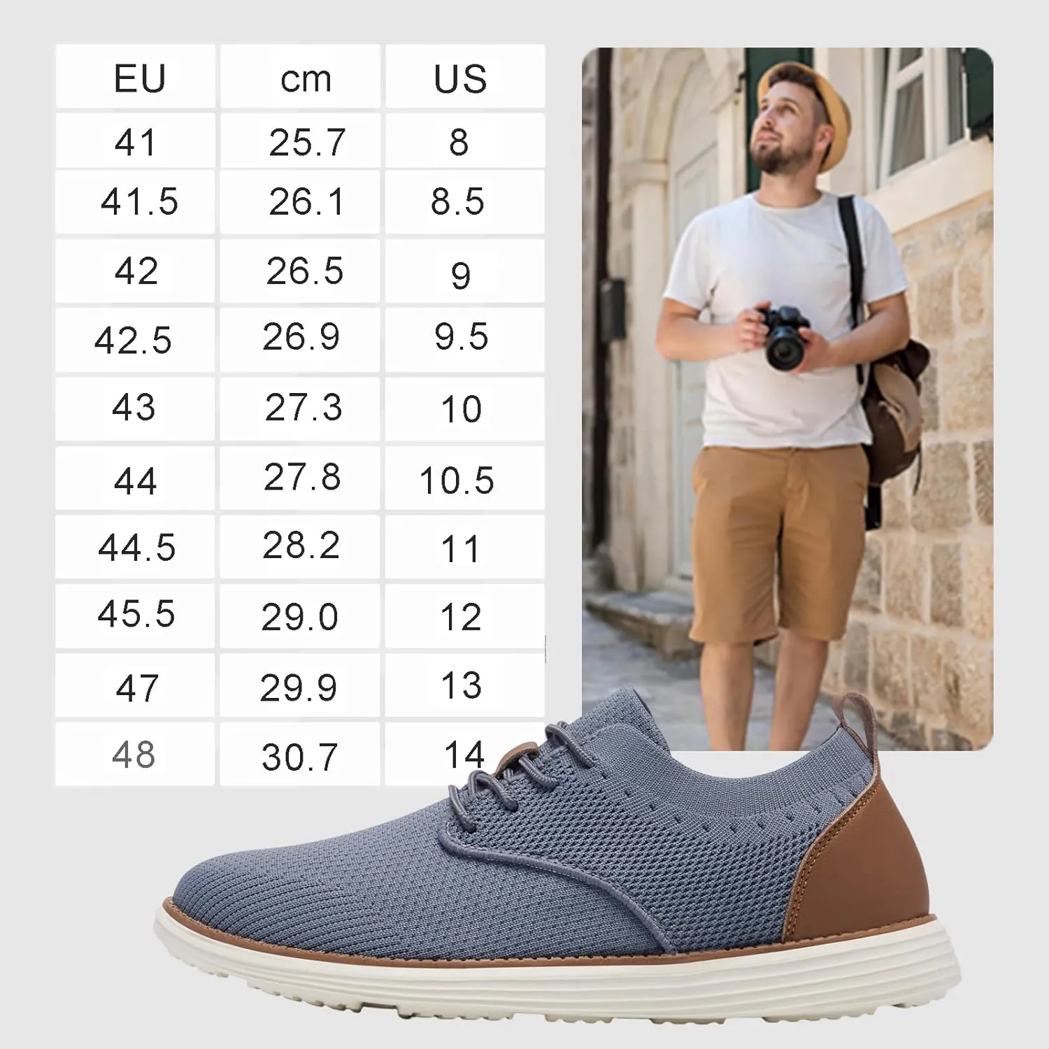 Men's Casual Dress Sneakers Mesh Lace-up Fashion Oxfords Comfortable Lightweight Walking Shoes