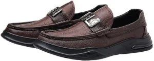 Men's Casual Leather Shoes Fashion Versatile Slip-on Loafers Anti-Slip Rubber Soft Sole Men Shoes