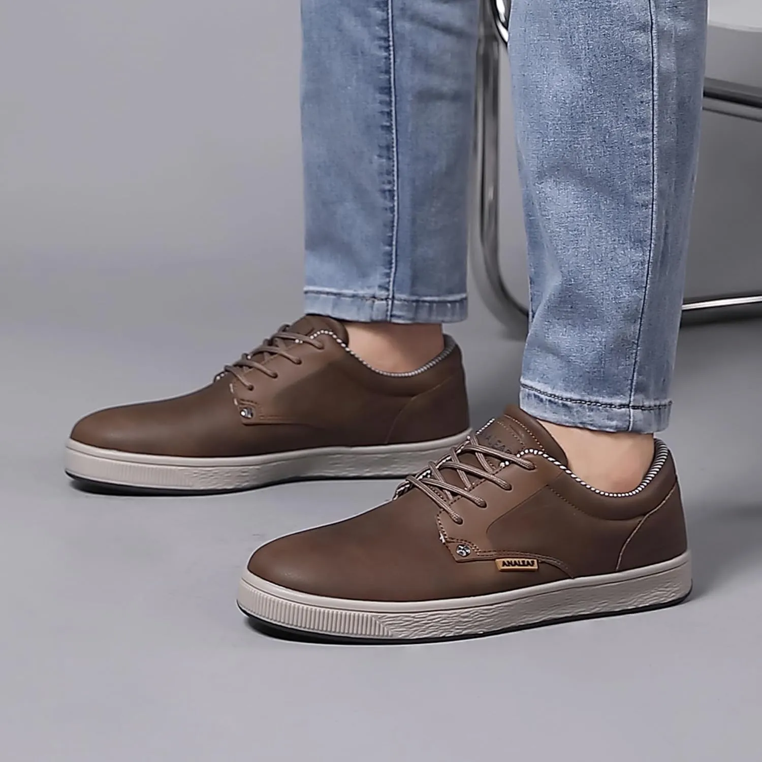 Mens Casual Oxfords Fashion Sneakers Soft Comfortable Lace-Up Dress Shoes