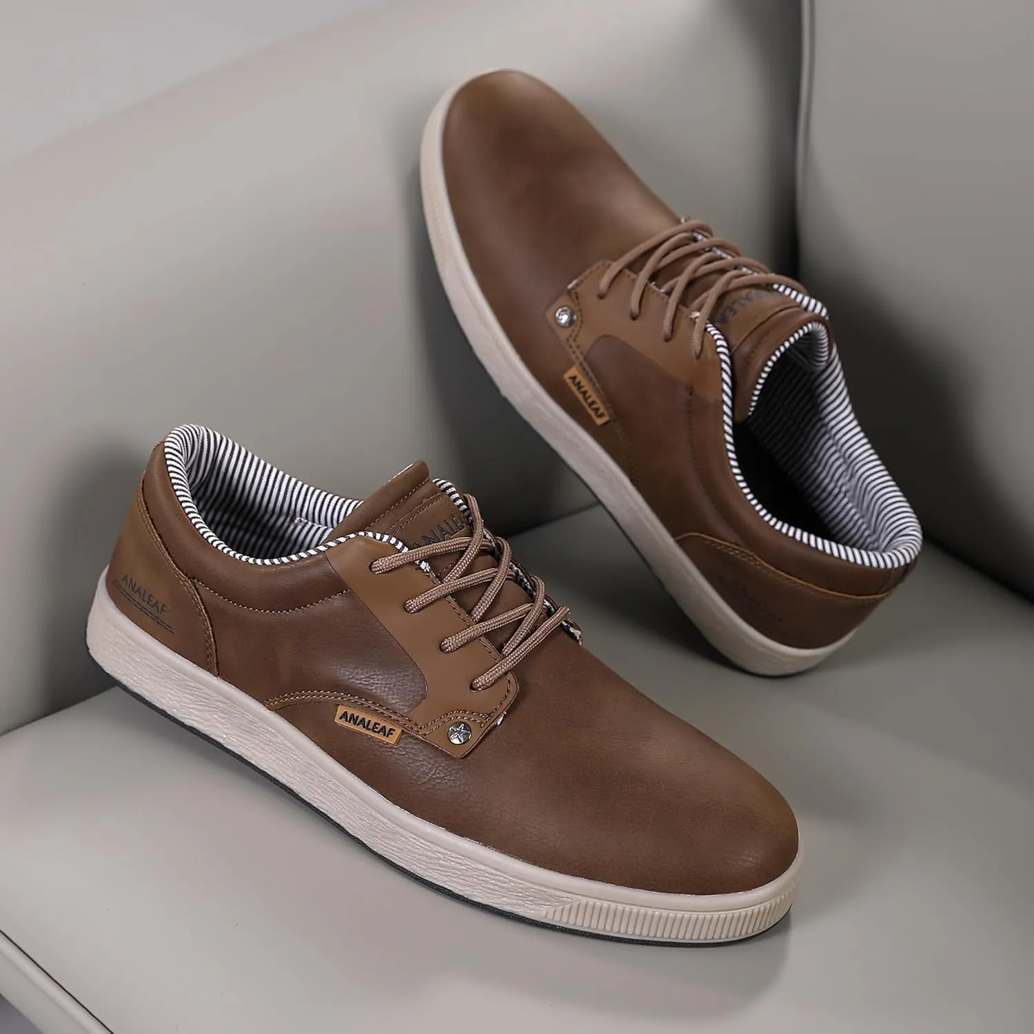 Mens Casual Oxfords Fashion Sneakers Soft Comfortable Lace-Up Dress Shoes