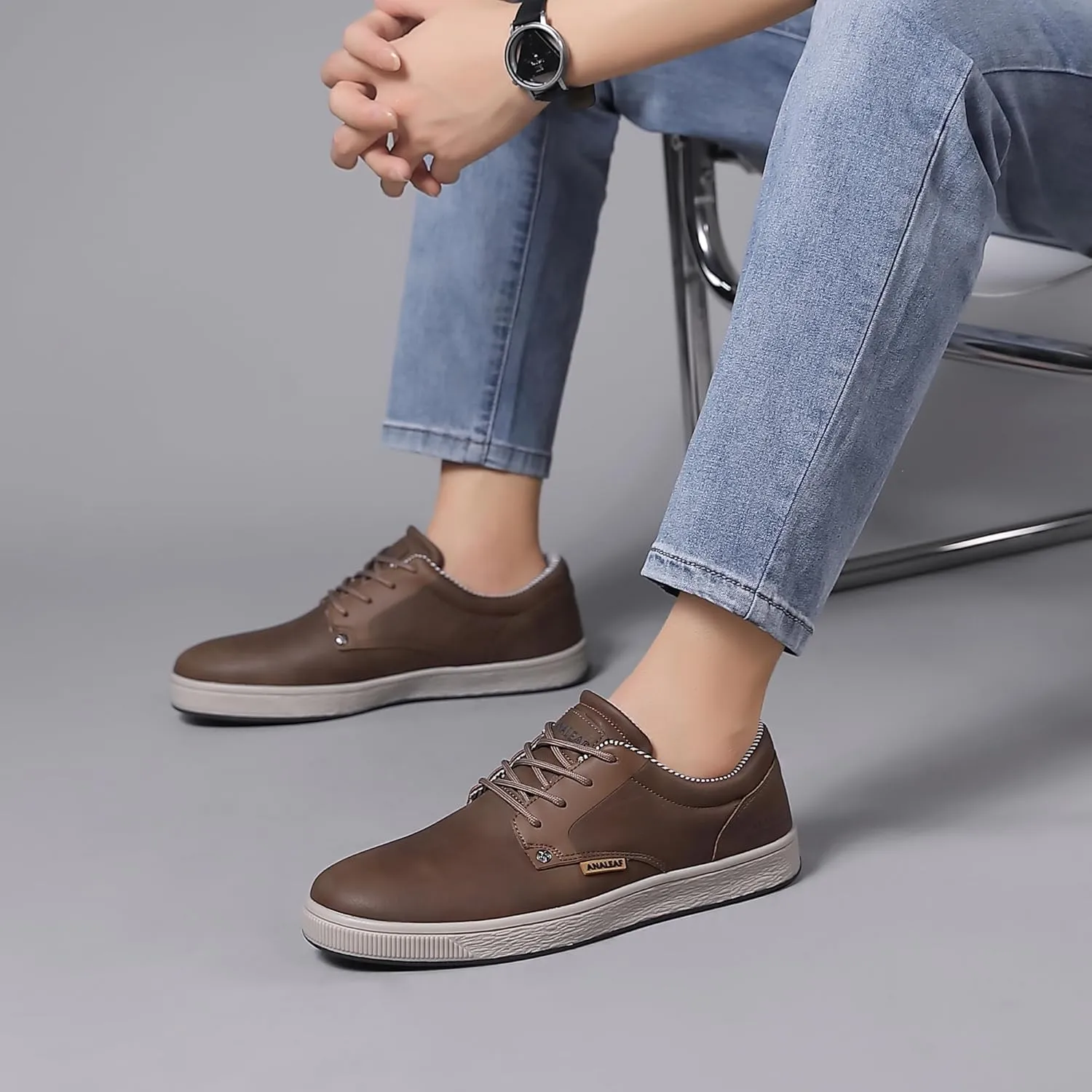 Mens Casual Oxfords Fashion Sneakers Soft Comfortable Lace-Up Dress Shoes