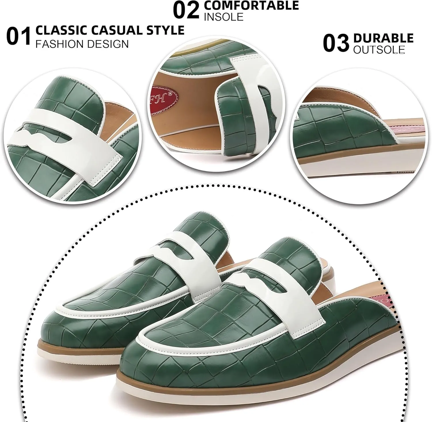 Men's Casual Slip-on Mule Loafer,Mens Fashion Backless Dress Slippers Comfy Lightweight Walking Penny Shoes for Men
