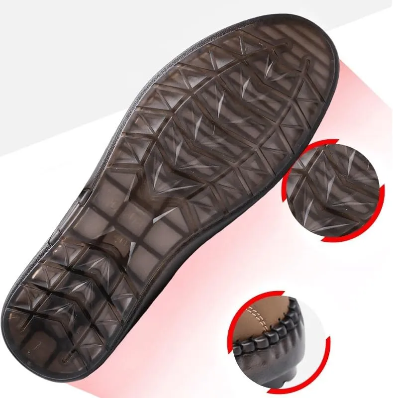 Men's Cutout Mesh Handmade Flat Casual Loafers Slip-on Casual Walking Shoes for Men Mens Genuine Leather Shoes