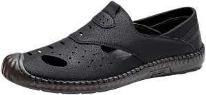 Men's Cutout Mesh Handmade Flat Casual Loafers Slip-on Casual Walking Shoes for Men Mens Genuine Leather Shoes