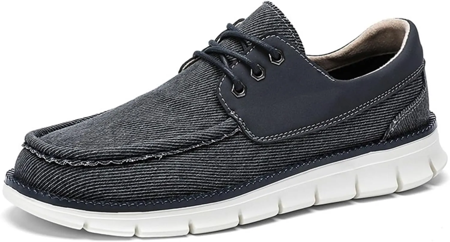 Mens Denim Lace Up Platform Derby Shoes Lightweight Breathable Casual Round Toe Non-Slip Walking Shoes Arch Support Skateboard Shoes Slip On Shoes Outdoor Fashion Casual Dress Sneakers for Men