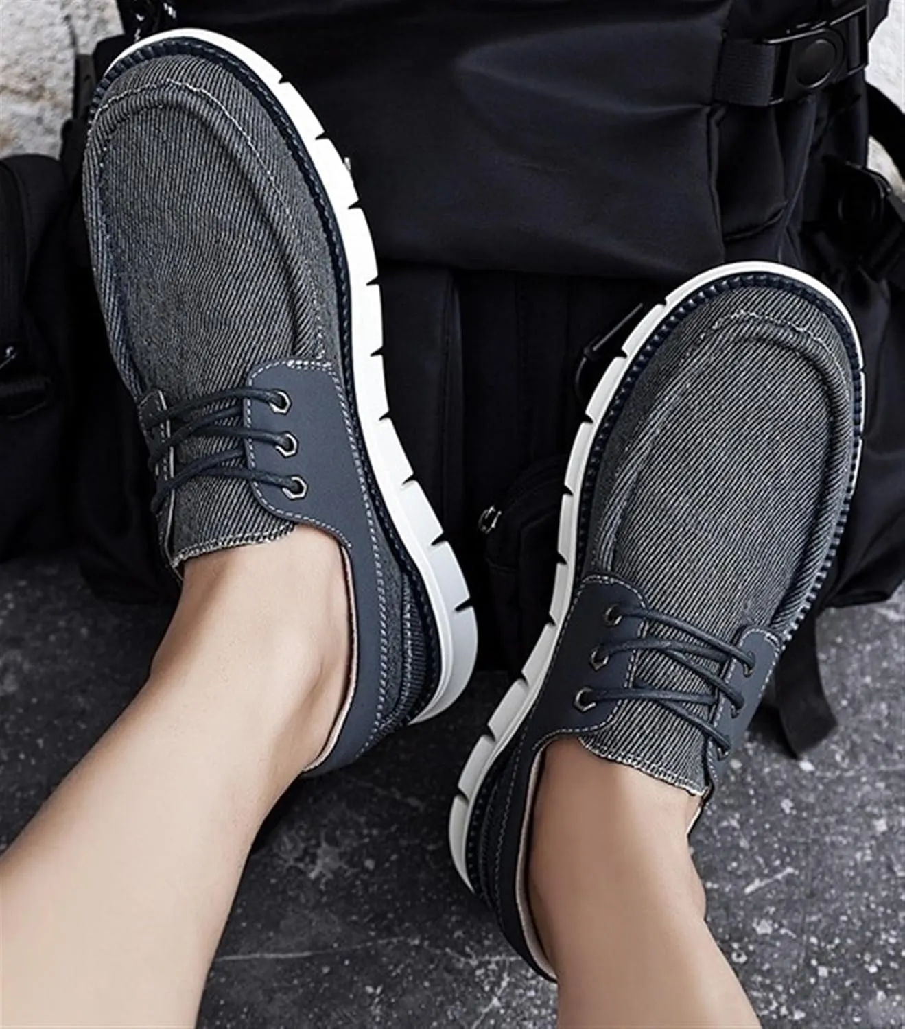 Mens Denim Lace Up Platform Derby Shoes Lightweight Breathable Casual Round Toe Non-Slip Walking Shoes Arch Support Skateboard Shoes Slip On Shoes Outdoor Fashion Casual Dress Sneakers for Men