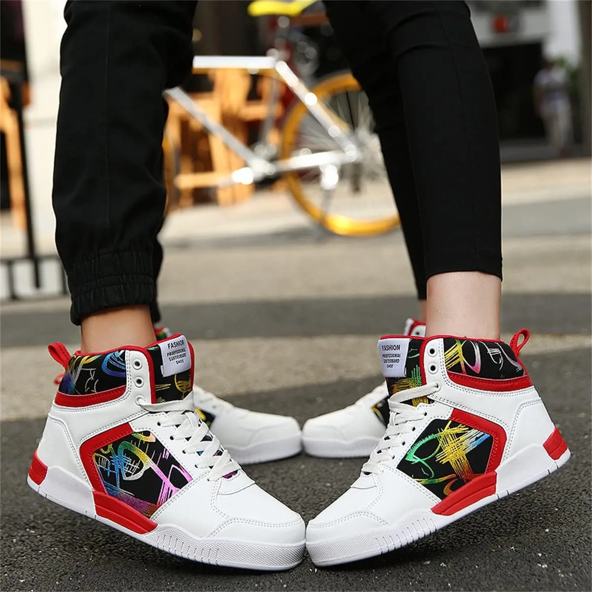 Men's Fashion Sneakers High Top Skate Shoes Stylish Casual Hip Hop Shoes