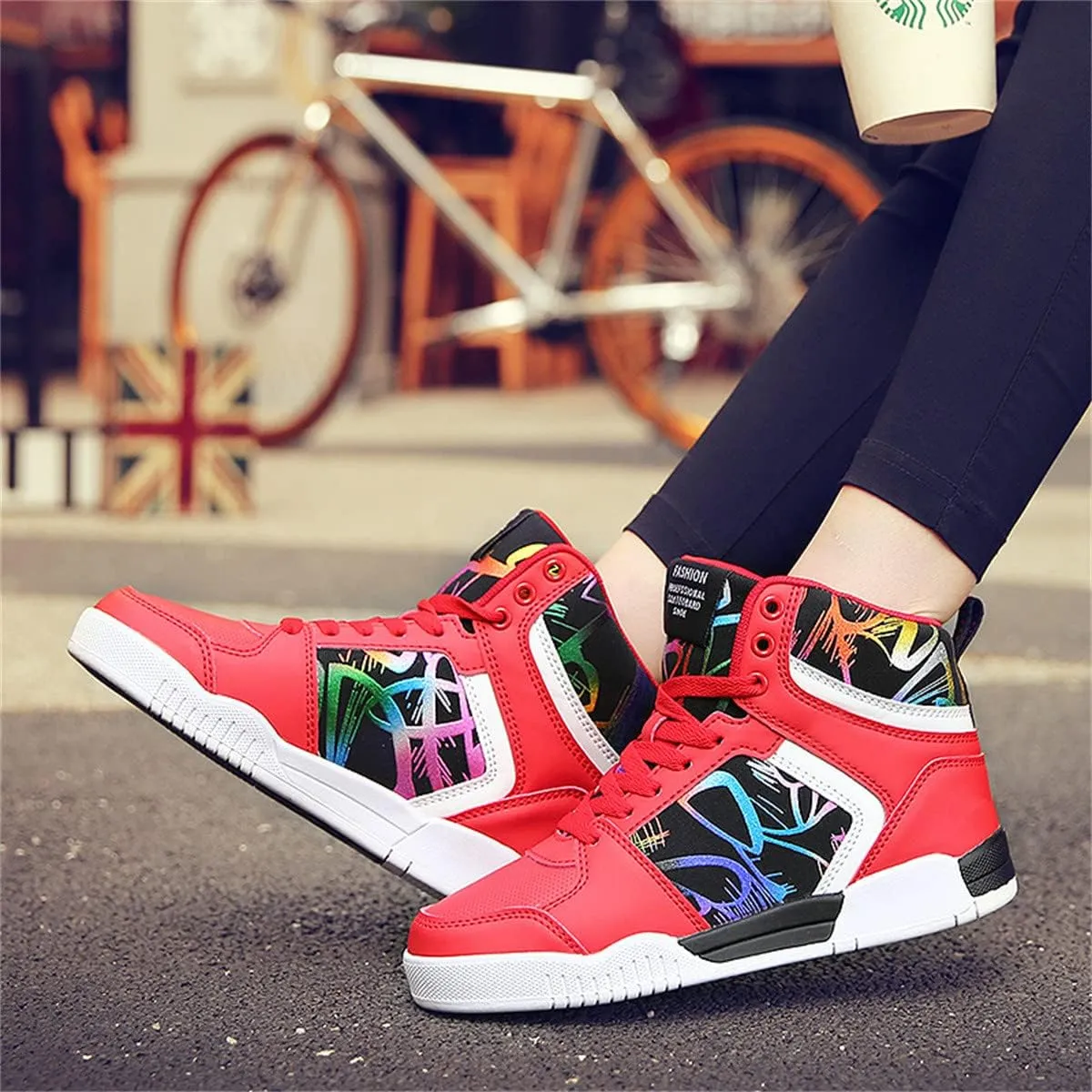 Men's Fashion Sneakers High Top Skate Shoes Stylish Casual Hip Hop Shoes