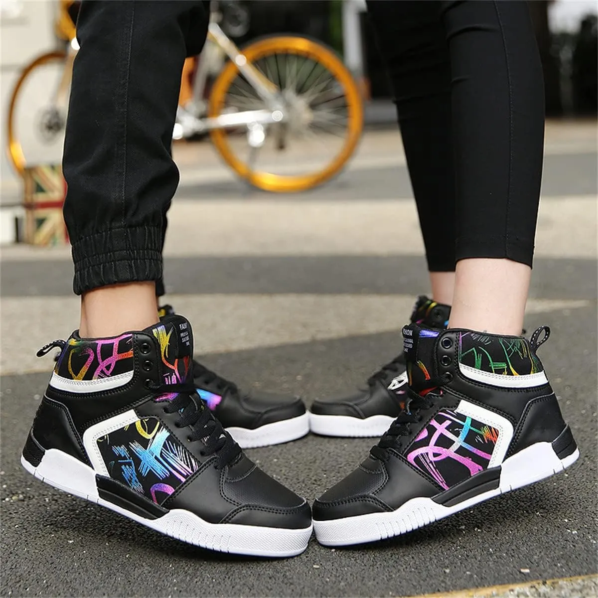 Men's Fashion Sneakers High Top Skate Shoes Stylish Casual Hip Hop Shoes