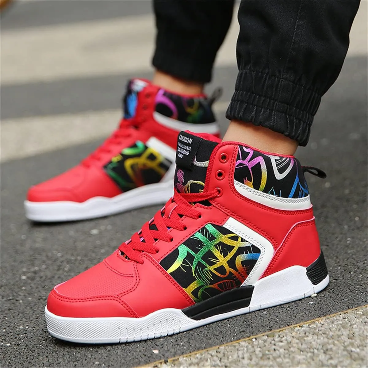 Men's Fashion Sneakers High Top Skate Shoes Stylish Casual Hip Hop Shoes