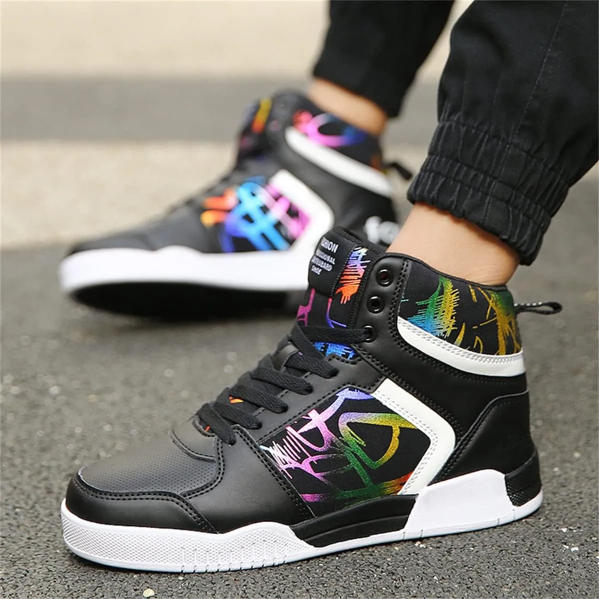Men's Fashion Sneakers High Top Skate Shoes Stylish Casual Hip Hop Shoes