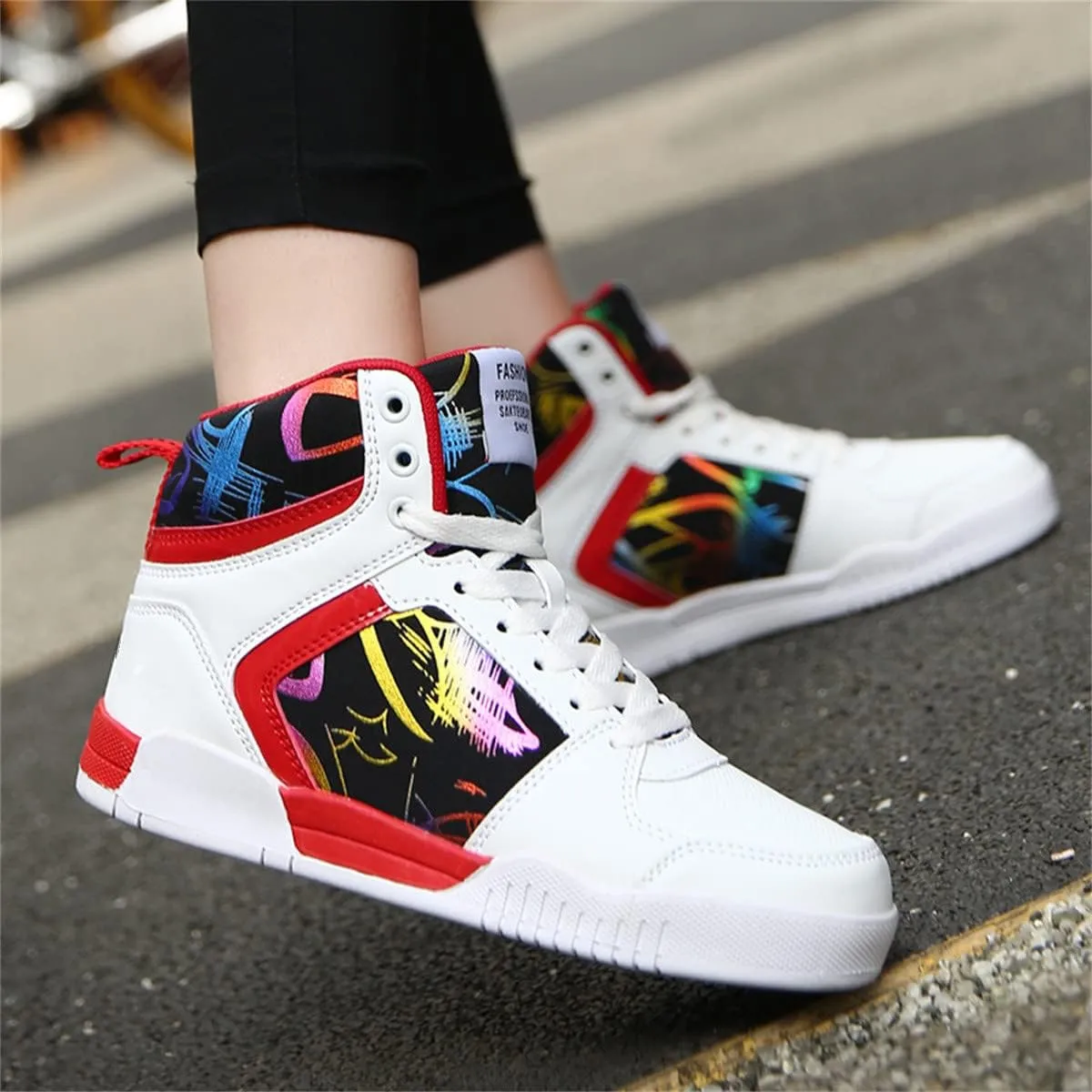 Men's Fashion Sneakers High Top Skate Shoes Stylish Casual Hip Hop Shoes