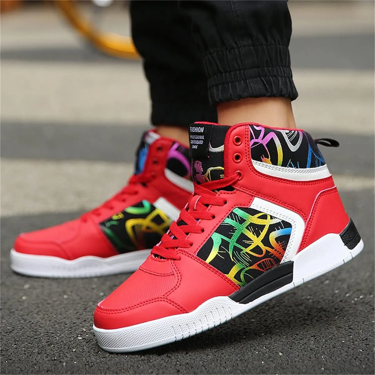Men's Fashion Sneakers High Top Skate Shoes Stylish Casual Hip Hop Shoes