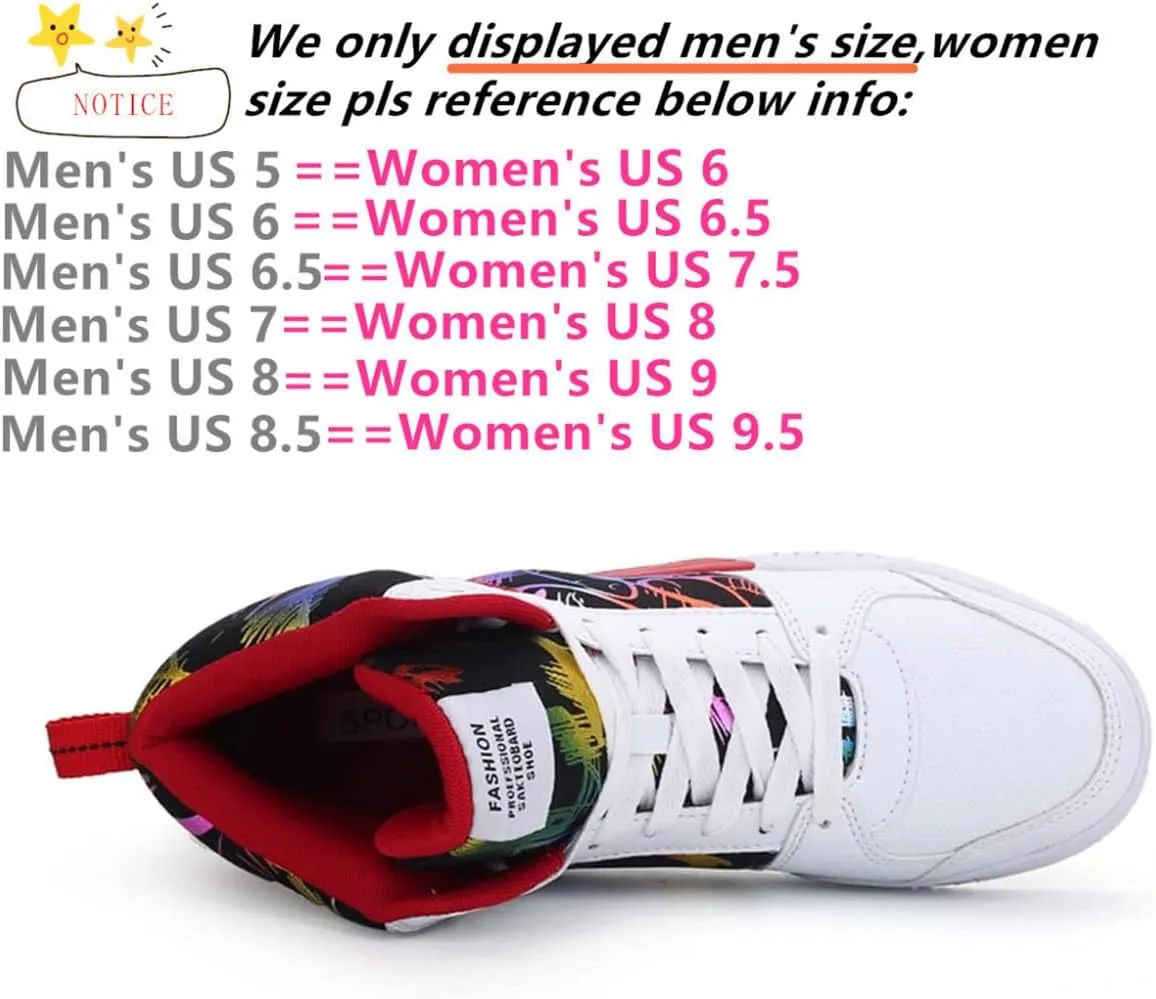 Men's Fashion Sneakers High Top Skate Shoes Stylish Casual Hip Hop Shoes