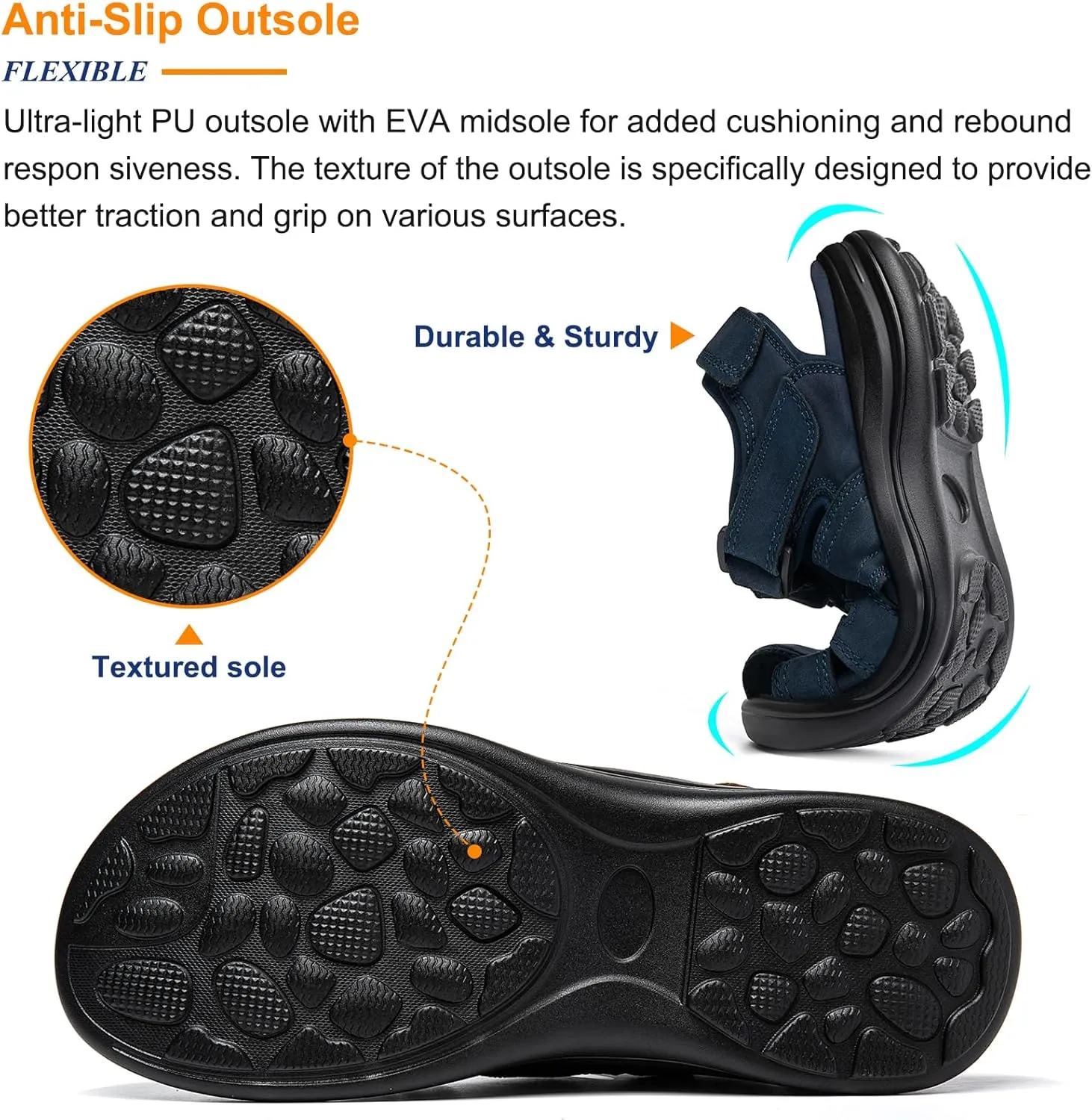 Mens Fisherman Leather Closed Toe Sandals Walking Dress Casual Sandalias Whith Memory Foam Summer Outdoor Athletic Adjustable Comfortable