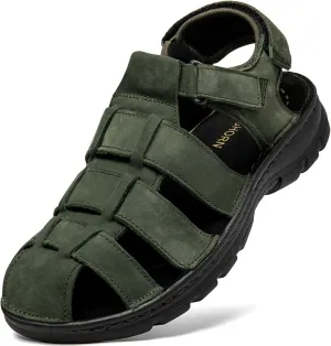 Mens Fisherman Leather Closed Toe Sandals Walking Dress Casual Sandalias Whith Memory Foam Summer Outdoor Athletic Adjustable Comfortable