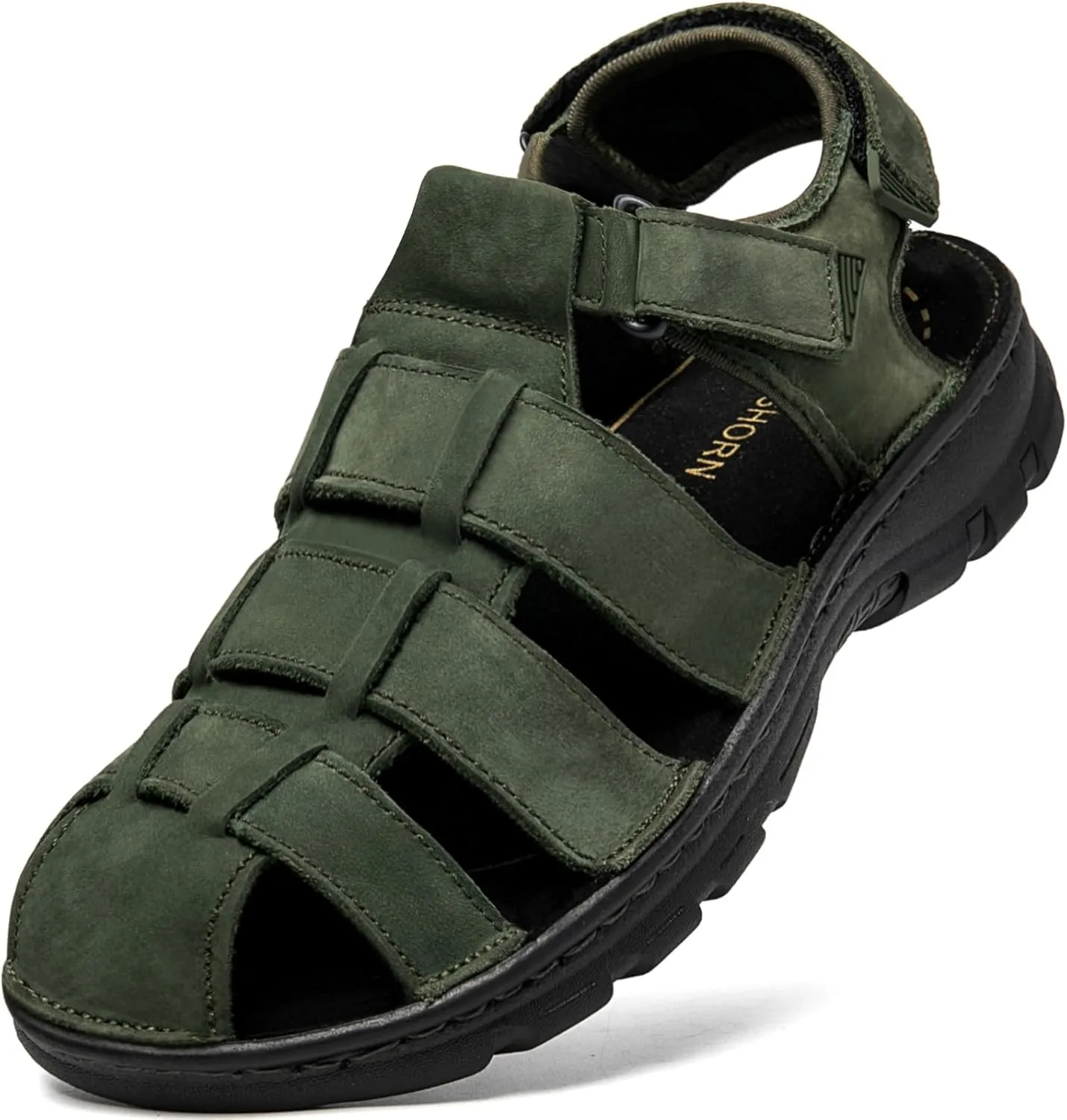 Mens Fisherman Leather Closed Toe Sandals Walking Dress Casual Sandalias Whith Memory Foam Summer Outdoor Athletic Adjustable Comfortable