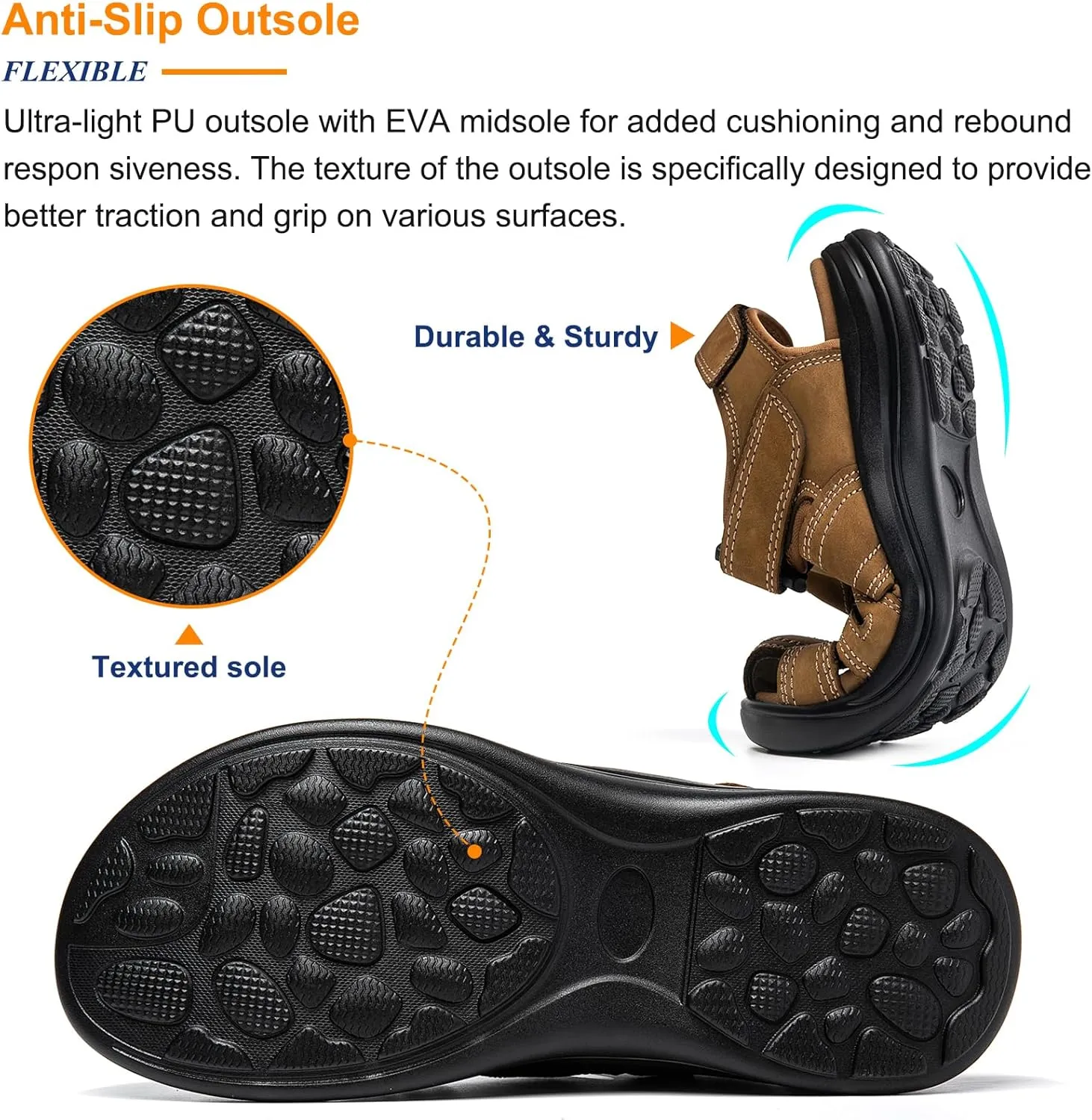 Mens Fisherman Leather Closed Toe Sandals Walking Dress Casual Sandalias Whith Memory Foam Summer Outdoor Athletic Adjustable Comfortable