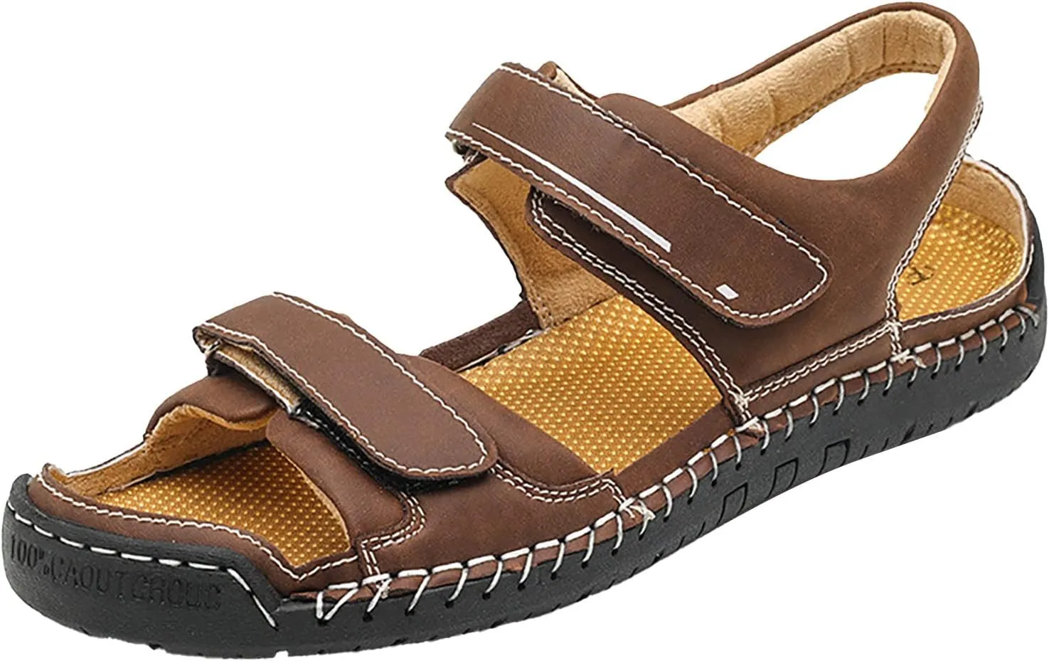 Mens Hiking Sandals With Arch Support Sport Athletic Walking Thick Cushion Sandals with Adjustable Hook And Loop Straps