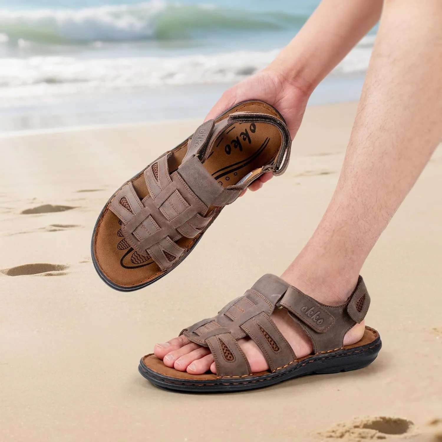 Mens Leather Sandals Athletic Fisherman Sandal Casual Summer Shoes for Men Outdoor