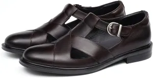 Men's Leather Sandals - Dress Casual Loafers for Business & Summer Fashion | Breathable Buckle Design | Comfortable & Stylish Men's Shoes
