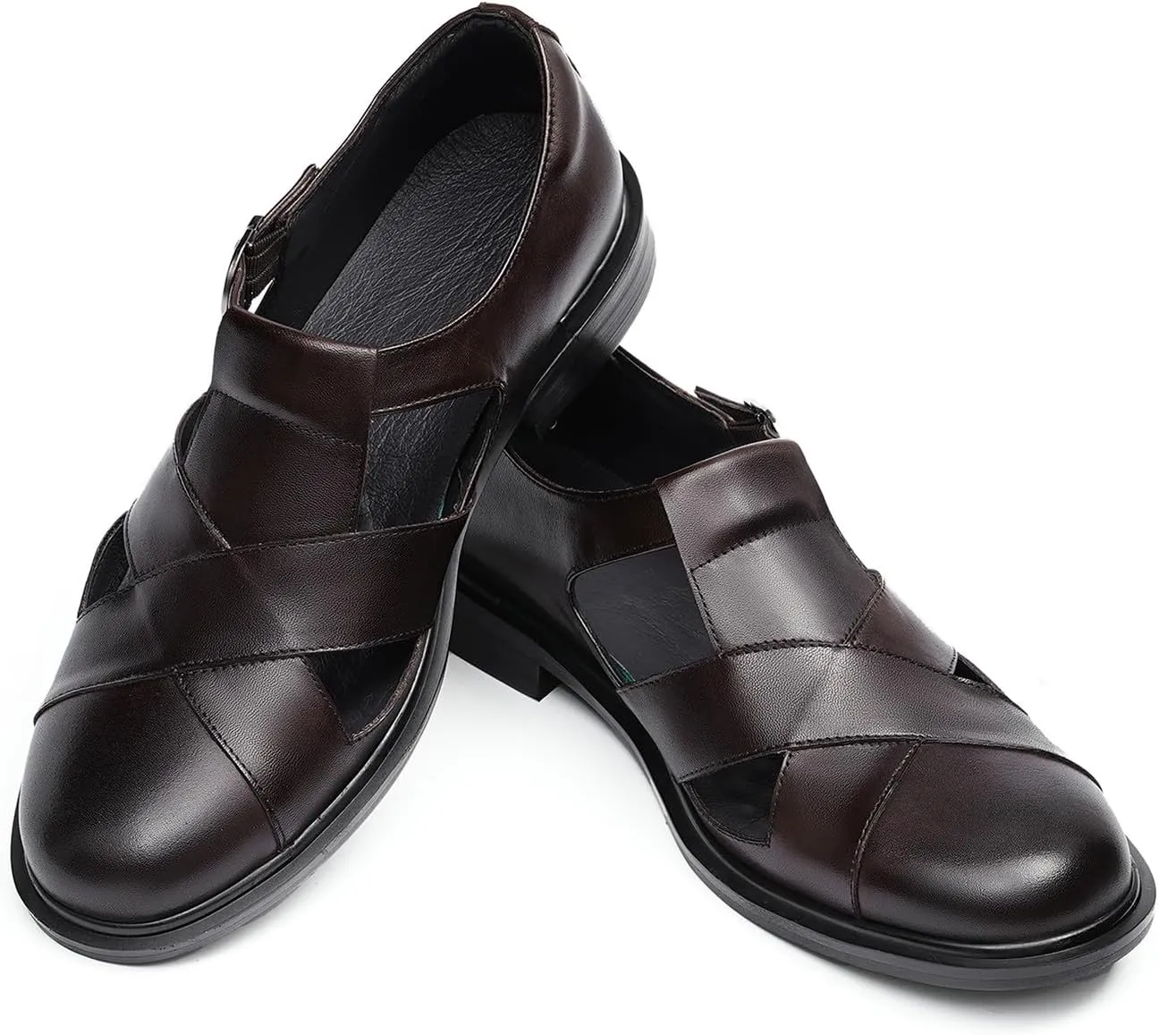 Men's Leather Sandals - Dress Casual Loafers for Business & Summer Fashion | Breathable Buckle Design | Comfortable & Stylish Men's Shoes