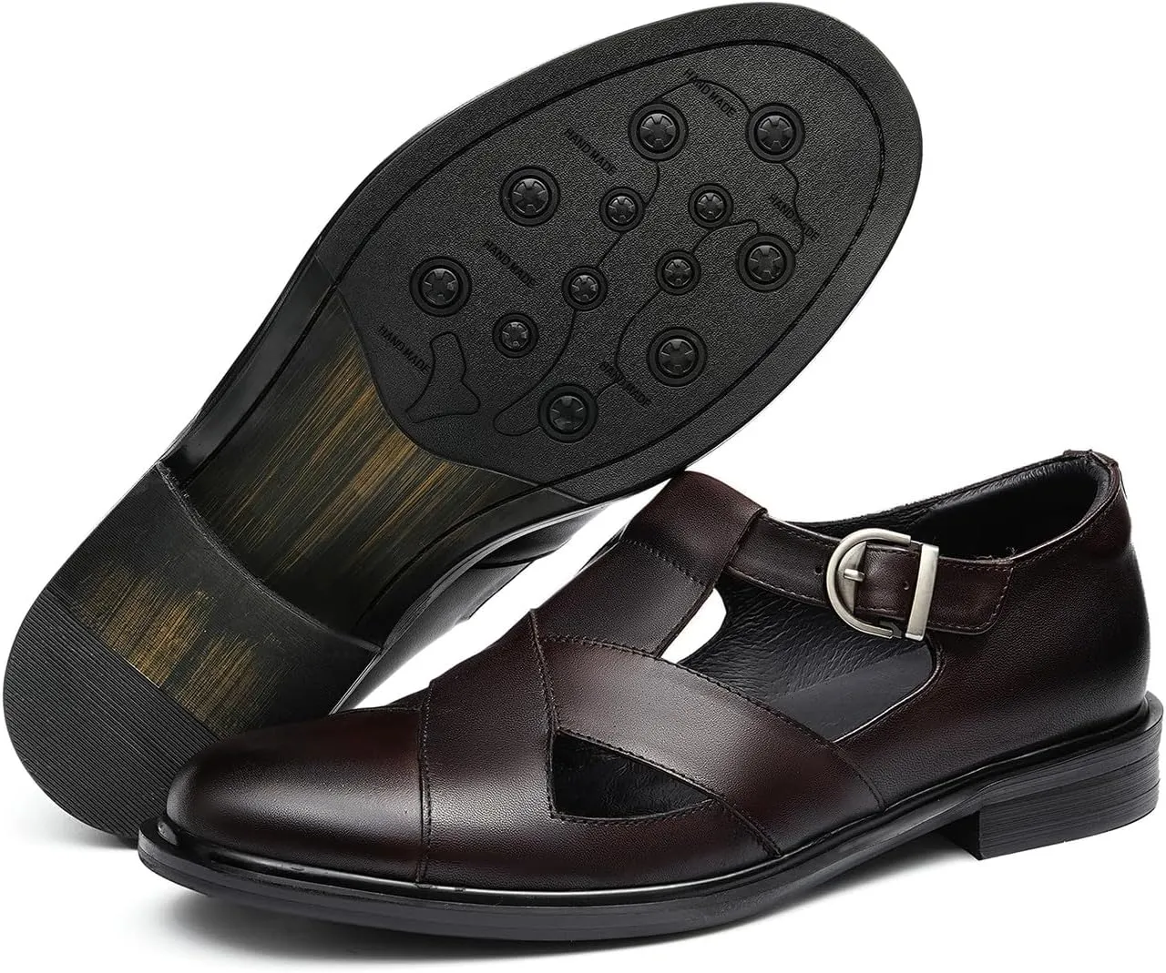 Men's Leather Sandals - Dress Casual Loafers for Business & Summer Fashion | Breathable Buckle Design | Comfortable & Stylish Men's Shoes