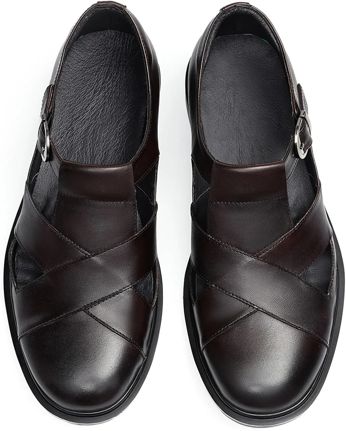 Men's Leather Sandals - Dress Casual Loafers for Business & Summer Fashion | Breathable Buckle Design | Comfortable & Stylish Men's Shoes