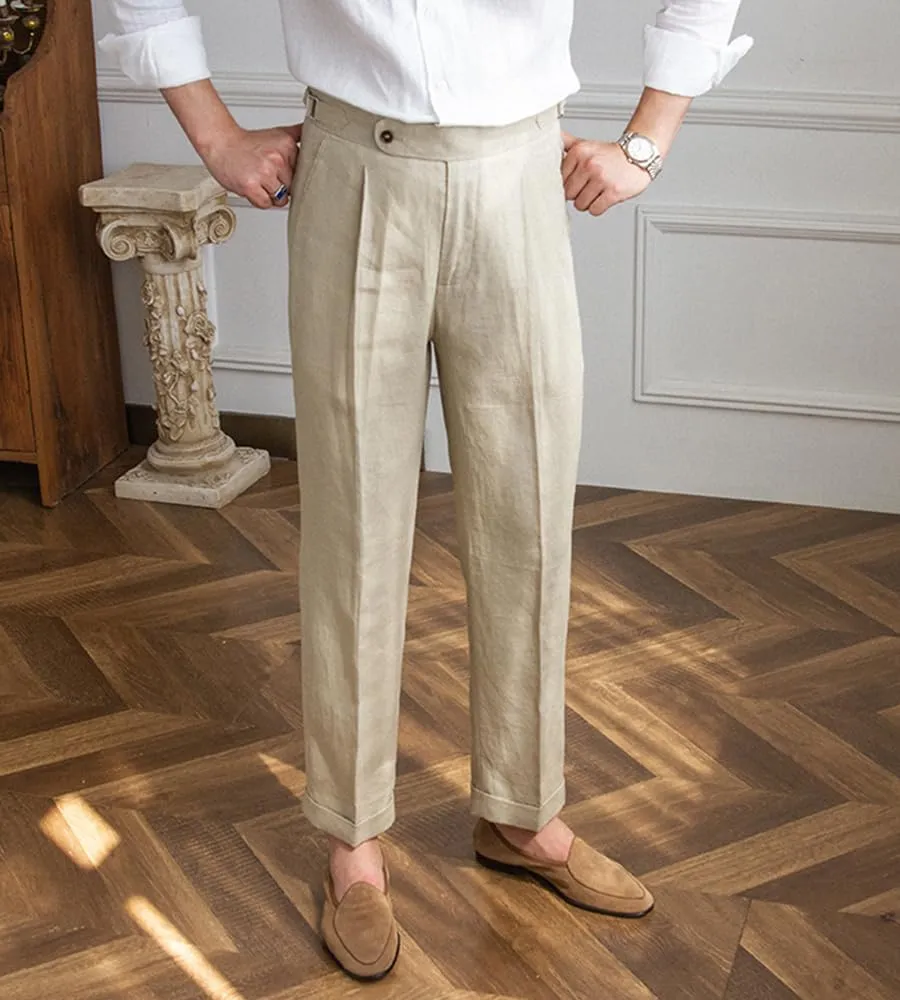 Men's Linen Pants Vintage Lightweight Premium Dress Pants for Men Spring Summer
