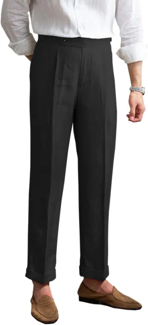 Men's Linen Pants Vintage Lightweight Premium Dress Pants for Men Spring Summer