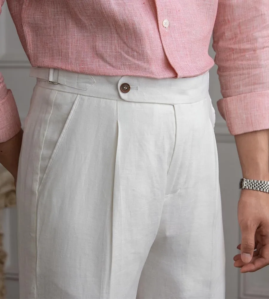 Men's Linen Pants Vintage Lightweight Premium Dress Pants for Men Spring Summer
