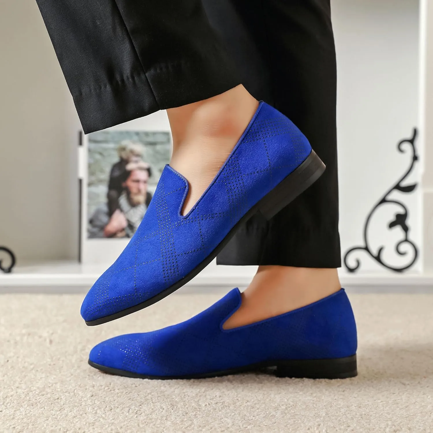 Men's Loafers Mens Slip-on Casual Shoes, Breathable Knit Mesh Fabric Shoes for Men, Driving Fashion Business Woven Shoes