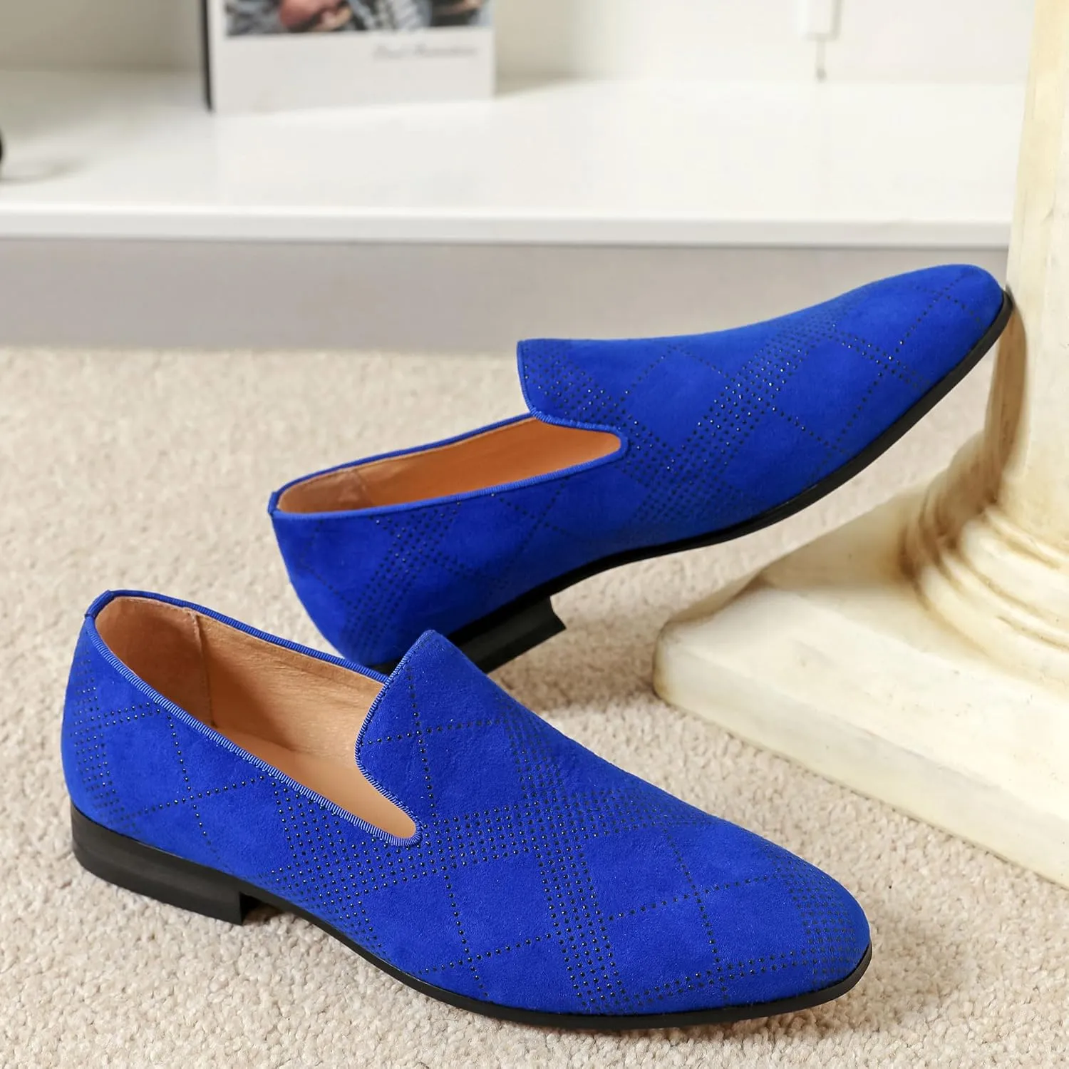 Men's Loafers Mens Slip-on Casual Shoes, Breathable Knit Mesh Fabric Shoes for Men, Driving Fashion Business Woven Shoes