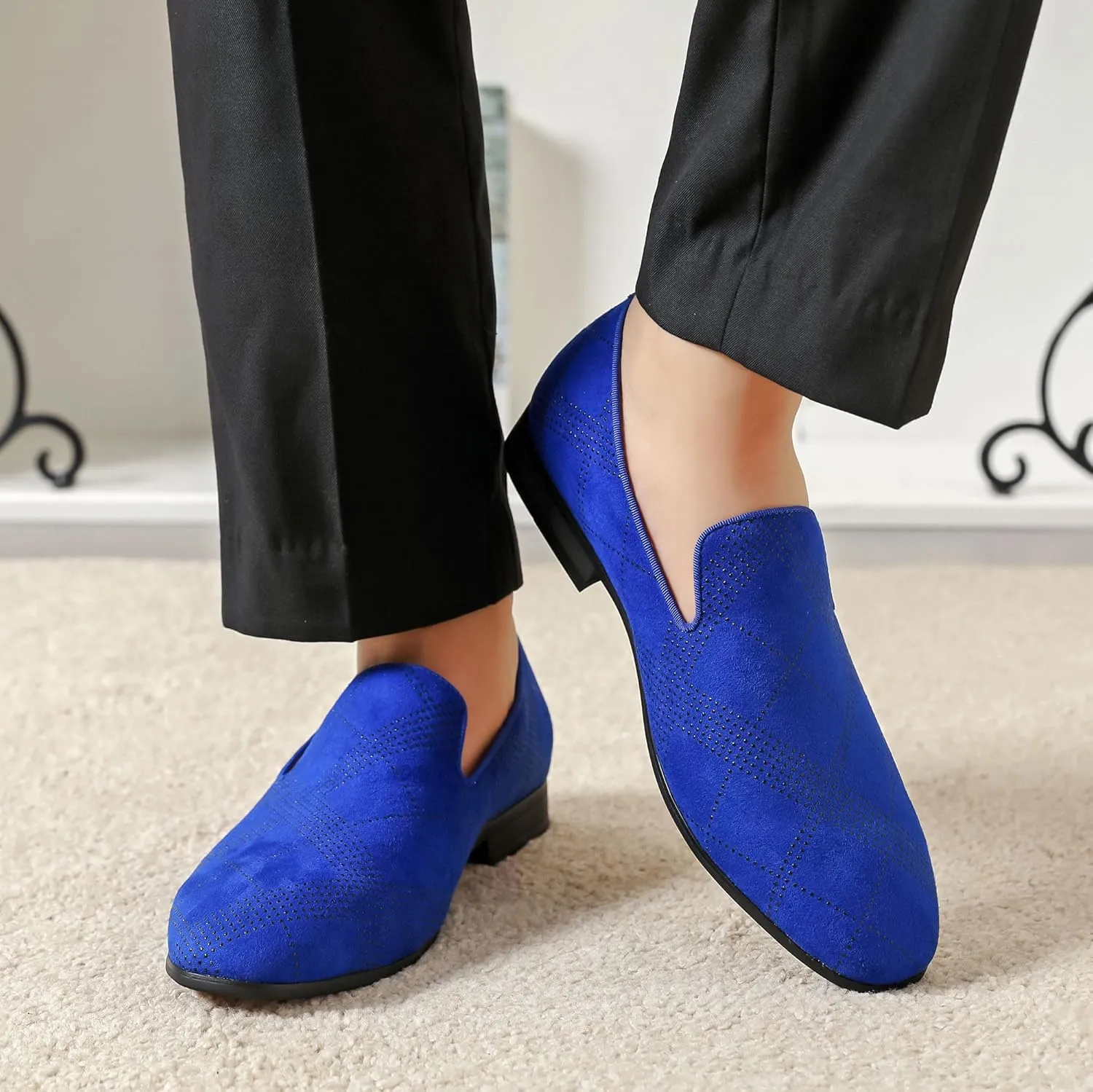 Men's Loafers Mens Slip-on Casual Shoes, Breathable Knit Mesh Fabric Shoes for Men, Driving Fashion Business Woven Shoes