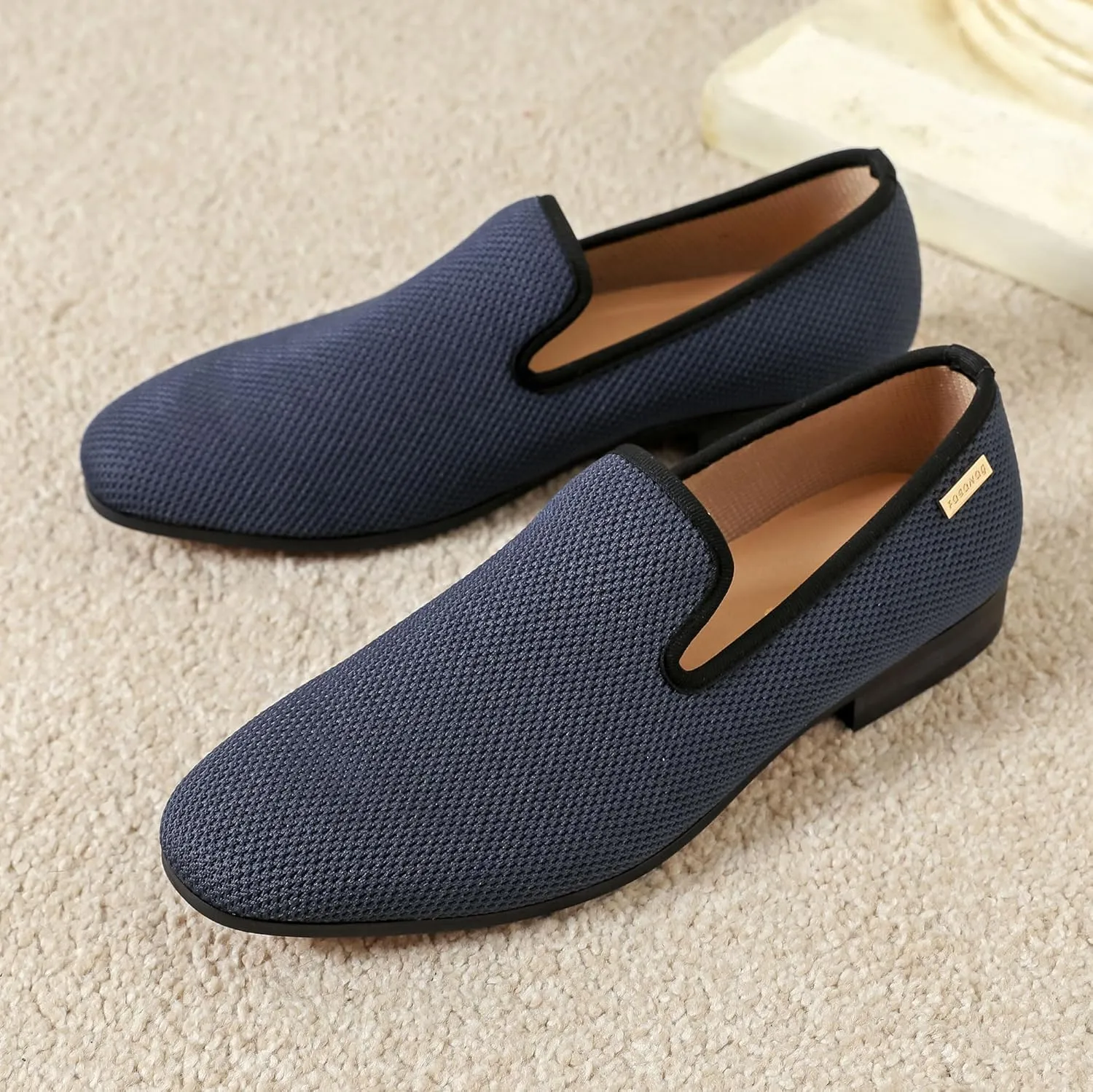 Men's Loafers Mens Slip-on Casual Shoes, Breathable Knit Mesh Fabric Shoes for Men, Driving Fashion Business Woven Shoes