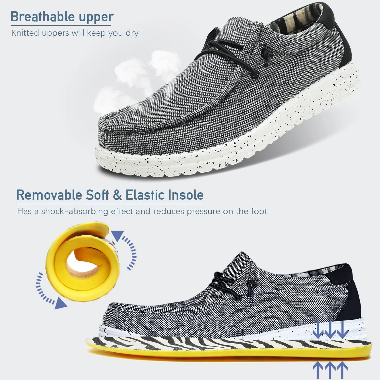 Men's Machine-Washable Lace Up Loafers Casual Slip-On Shoes Lightweight Comfortable Soft Sole WalkingTraveling, Beach, Gifts for Men Shoes Loafers Stretch
