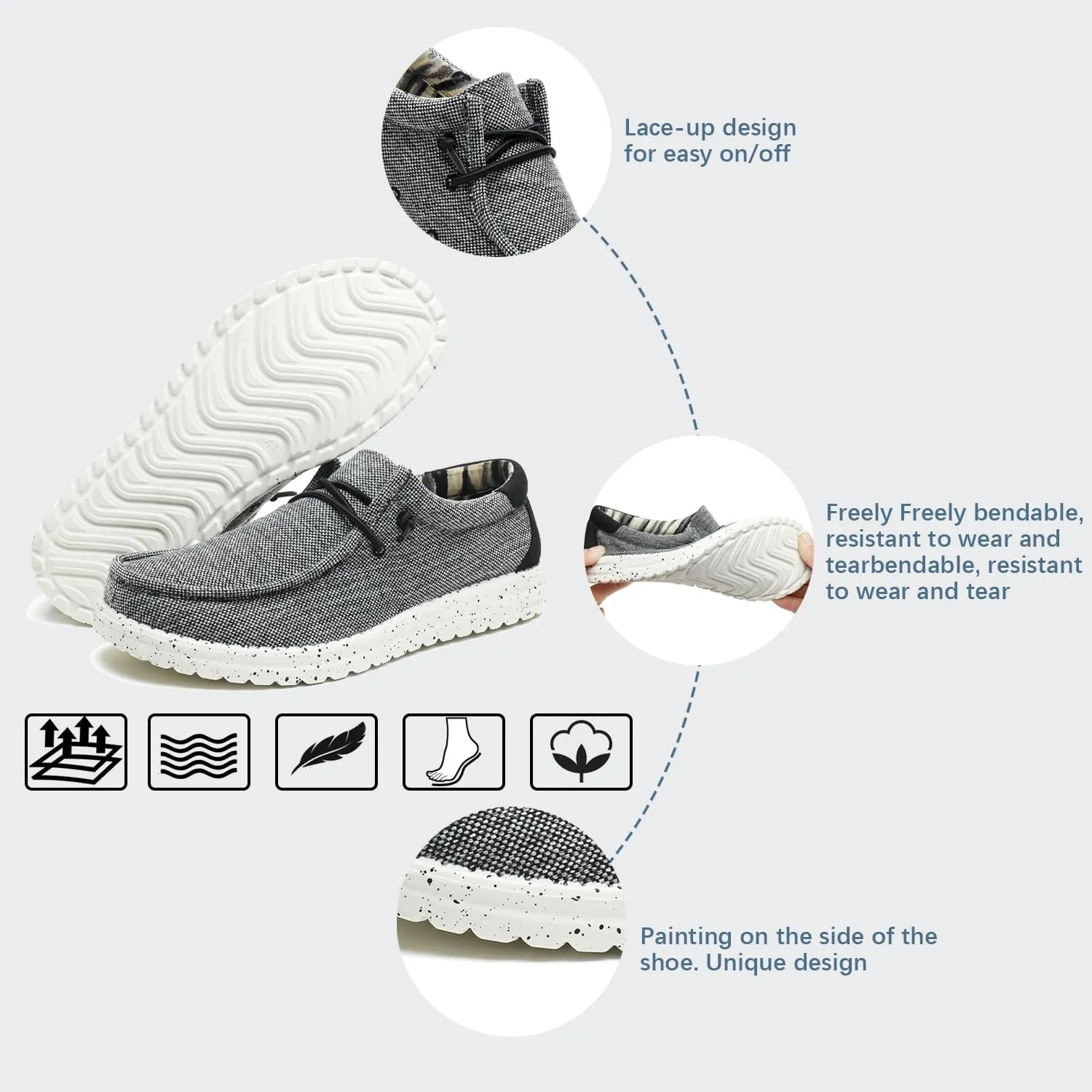 Men's Machine-Washable Lace Up Loafers Casual Slip-On Shoes Lightweight Comfortable Soft Sole WalkingTraveling, Beach, Gifts for Men Shoes Loafers Stretch