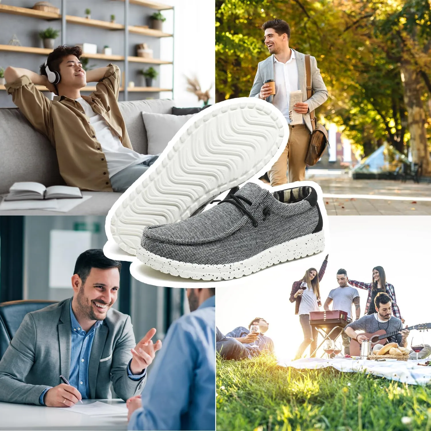 Men's Machine-Washable Lace Up Loafers Casual Slip-On Shoes Lightweight Comfortable Soft Sole WalkingTraveling, Beach, Gifts for Men Shoes Loafers Stretch